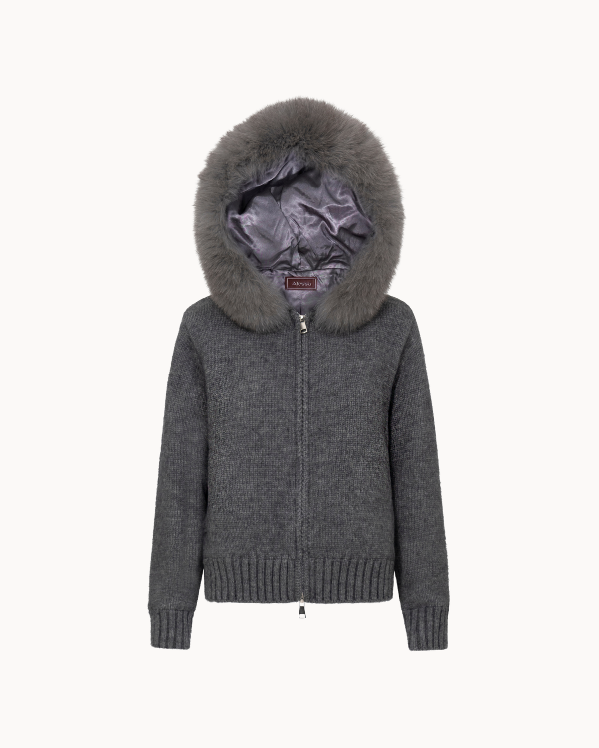 Fur Jacket Satin - Grey