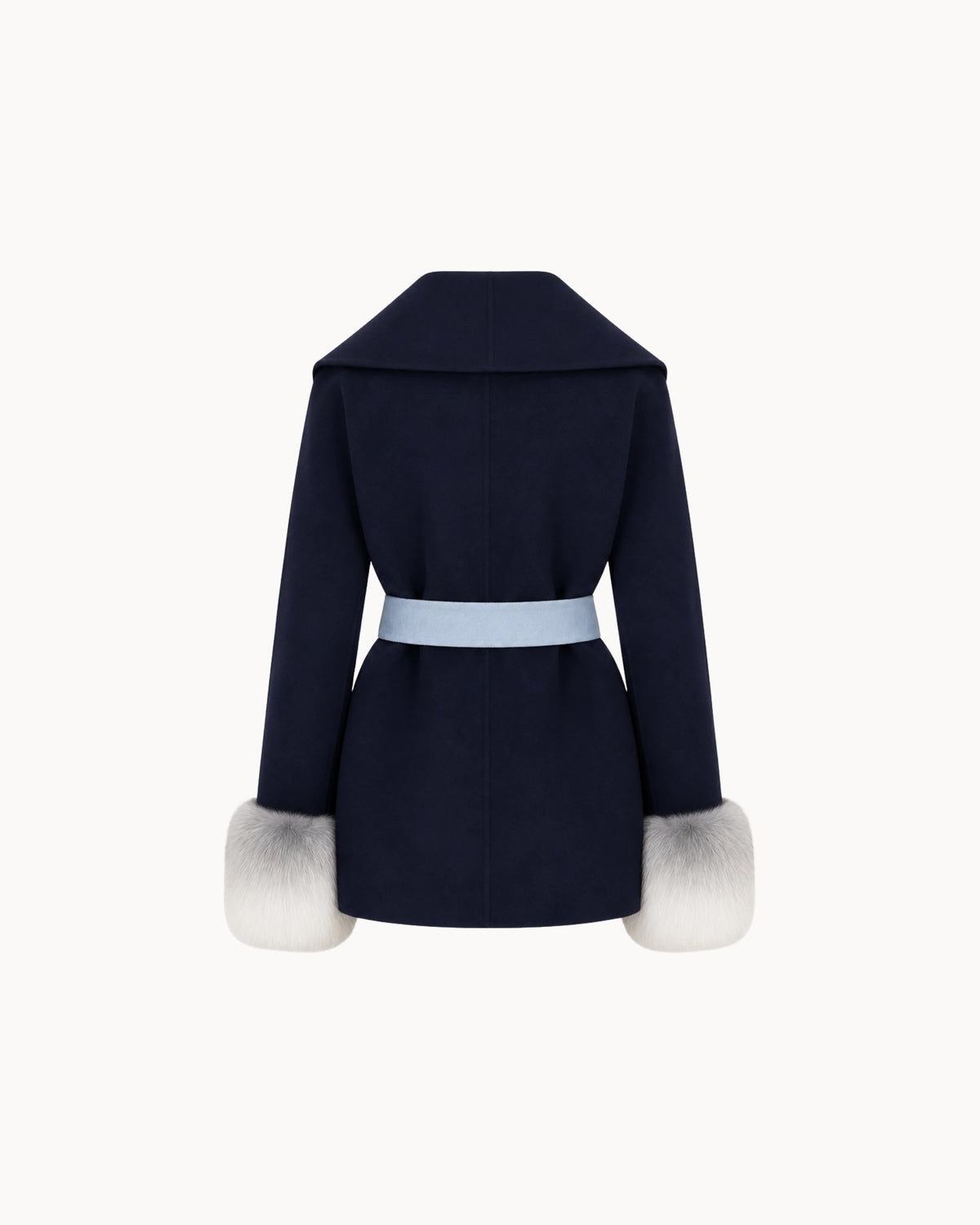 Belted Fur Cuff Coat – Midnight Glacier