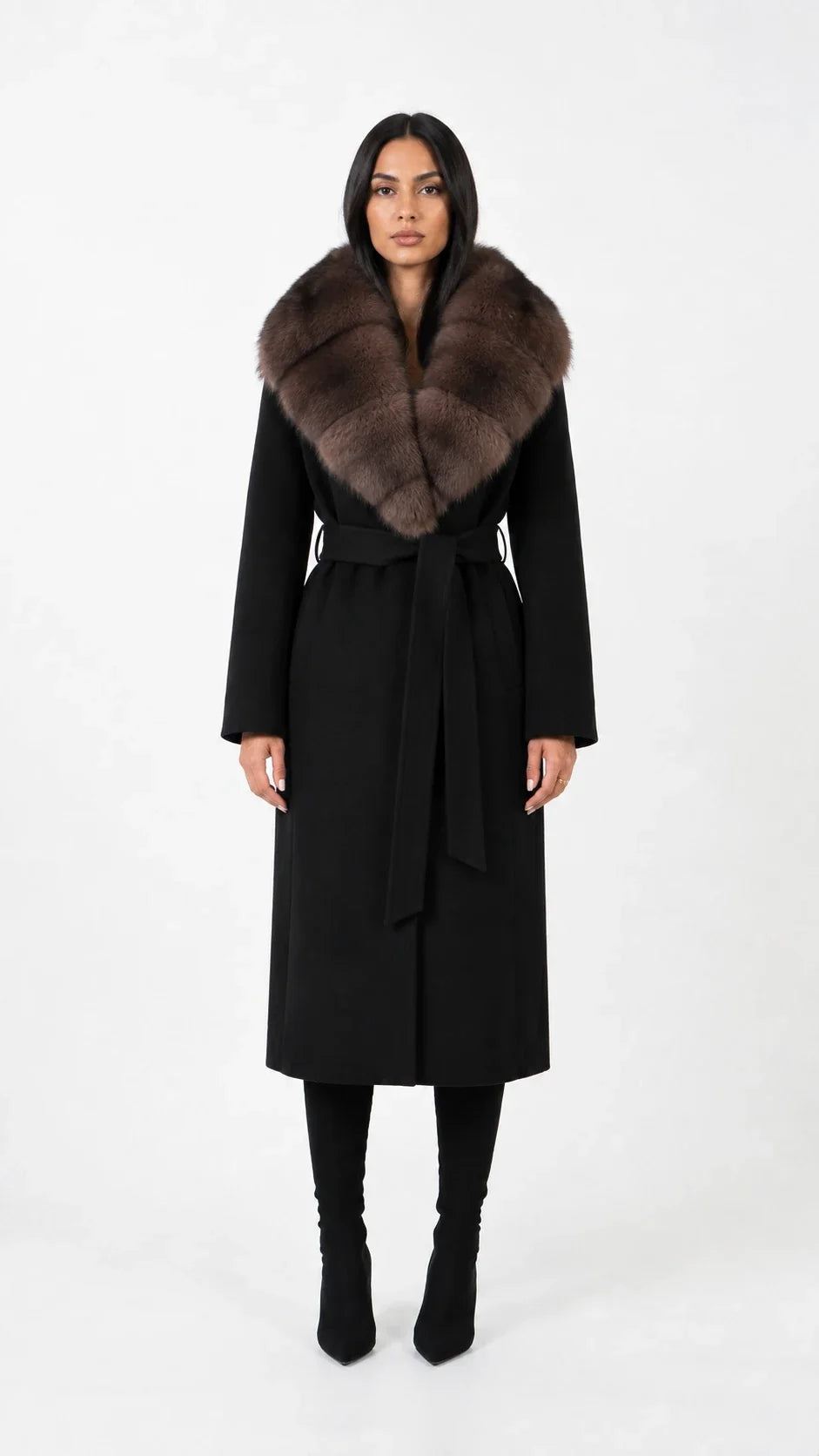 Bria Longline Cashmere Fur Coat