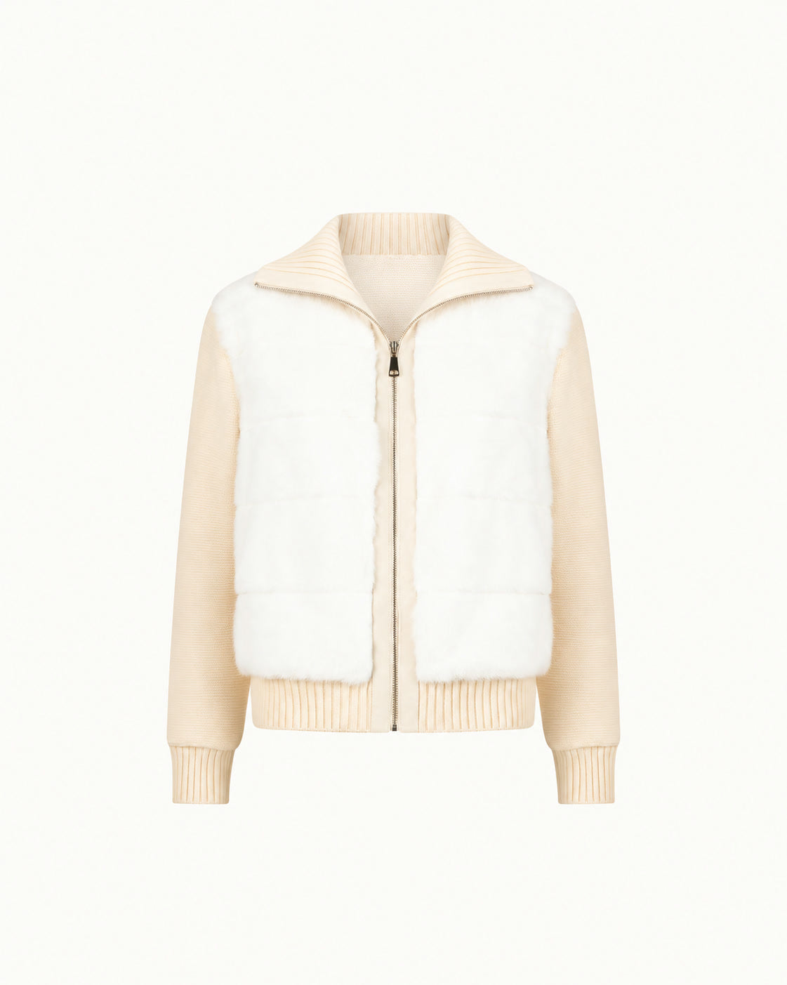 Mink Puffer Knit Jacket — Ivory