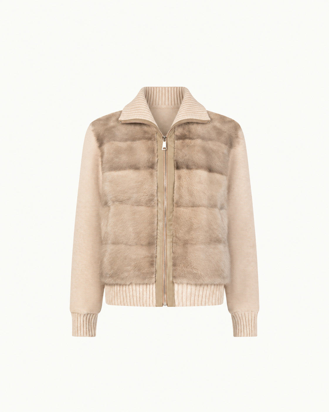 Mink Puffer Knit Jacket — Soft Sand