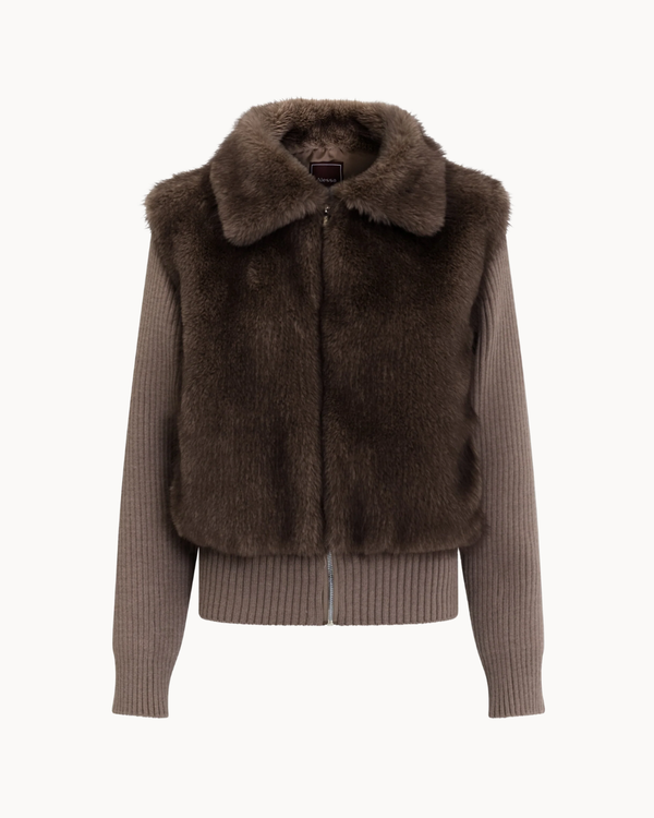 Luna Faux Fur Jacket - Brown