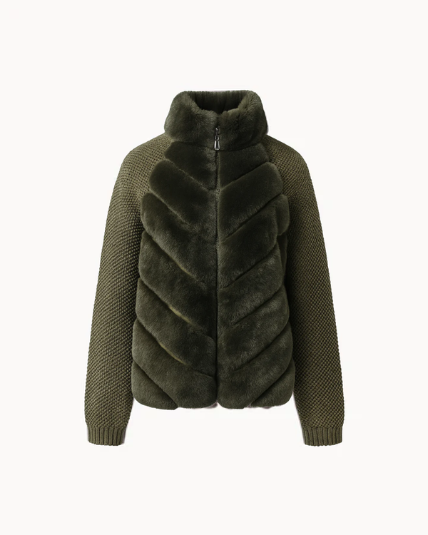 Cenya Fur Jacket - Deep Olive