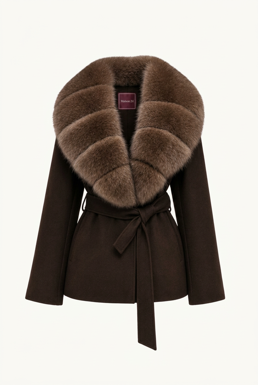 Bria Fur Coat - Espresso Monochrome