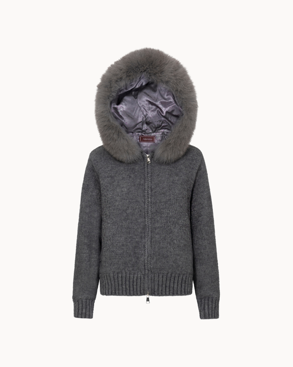 Fur Jacket Satin - Grey
