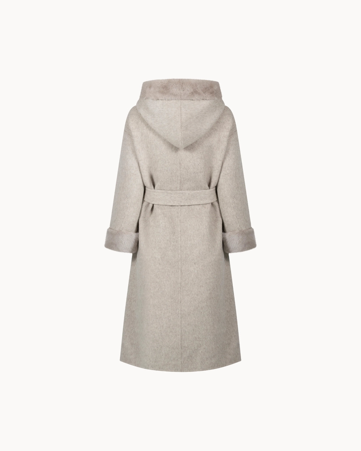 Isabella Mink Fur Wrap Coat - Stone