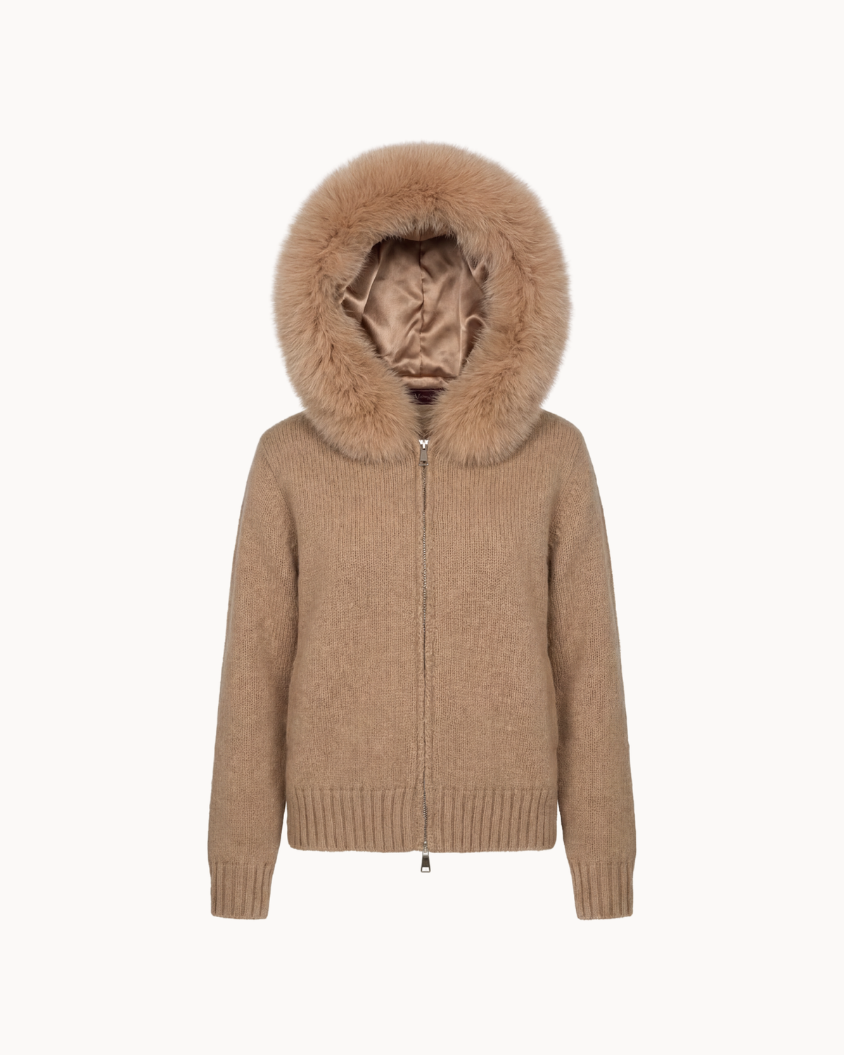 Fur Jacket Satin - Brown