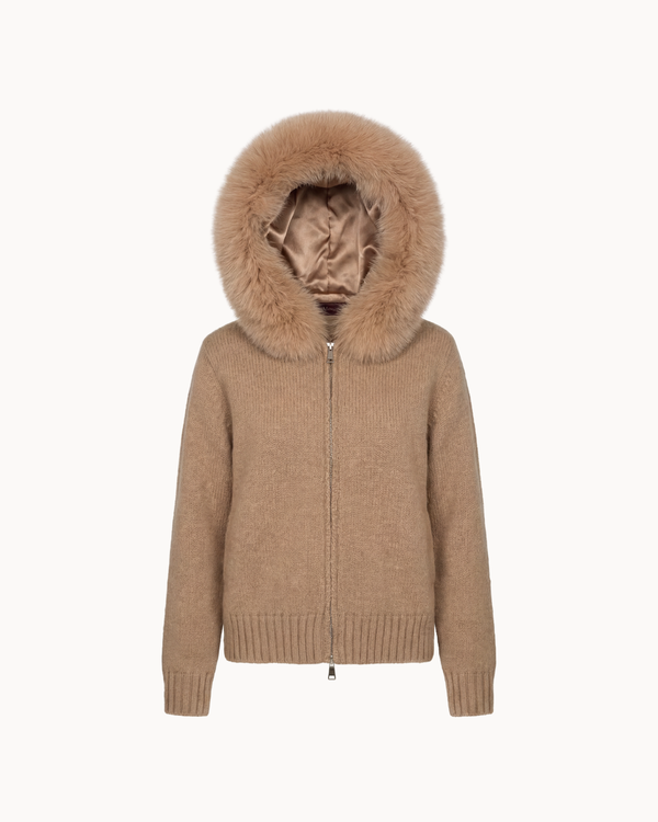 Fur Jacket Satin - Brown