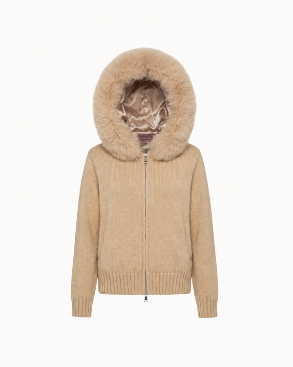 Fur Jacket Satin - Beige