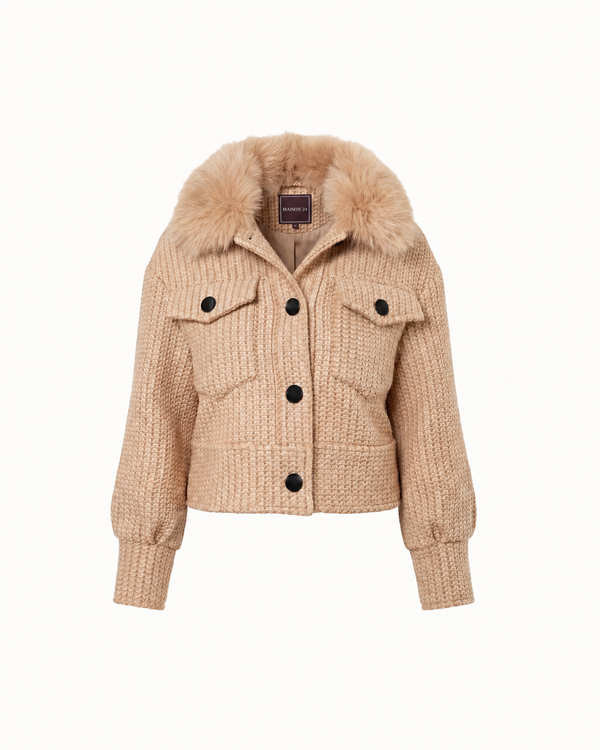 Button Up Wool Jacket - Beige