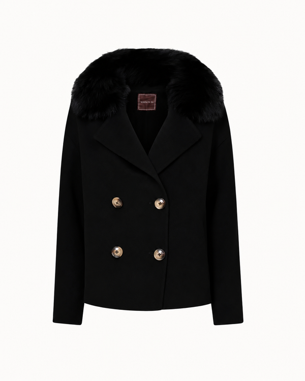Double Button Coat - Black
