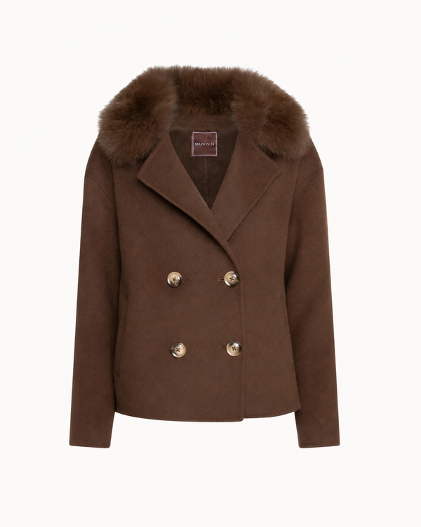 Double Button Coat - Brown