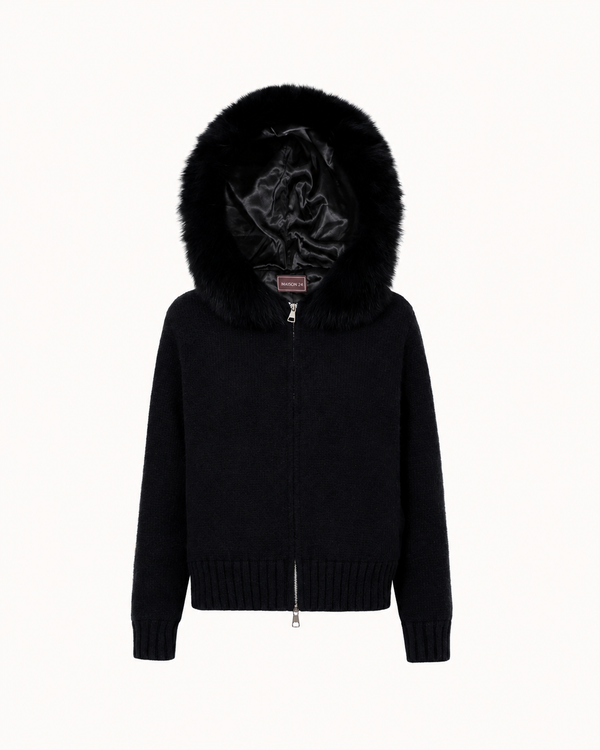Fur Jacket Satin - Black
