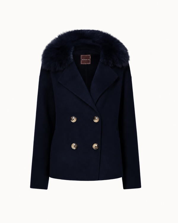 Double Button Coat - Navy
