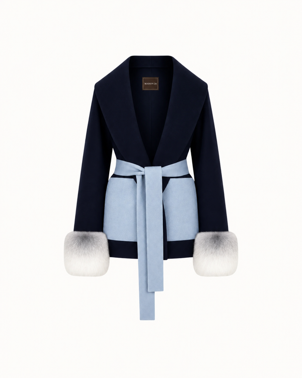 Belted Fur Cuff Coat – Midnight Glacier