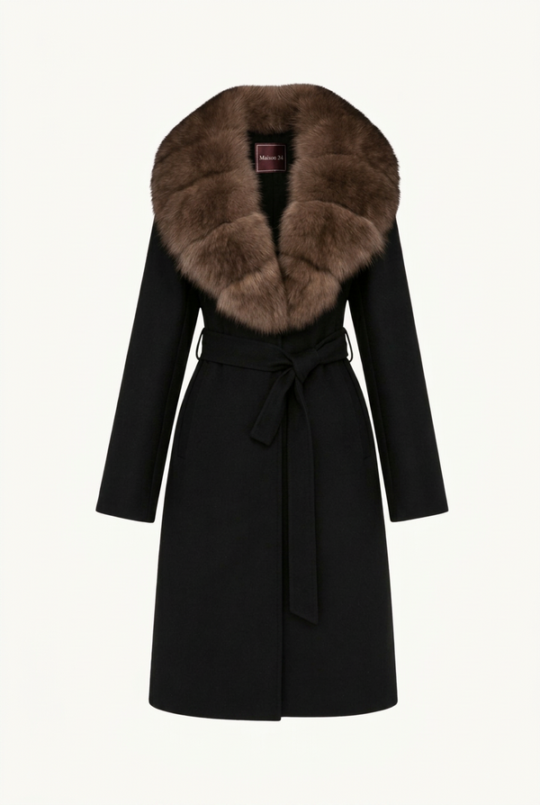 Bria Longline Cashmere Fur Coat