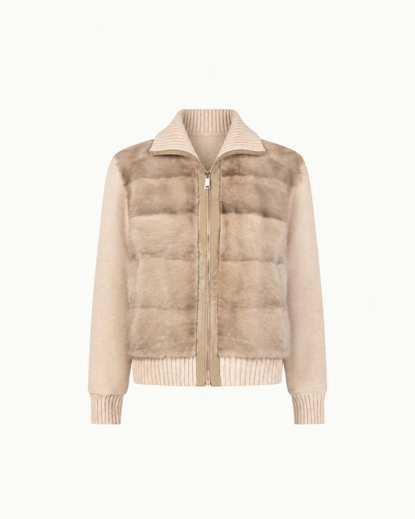 Mink Puffer Knit Jacket — Soft Sand